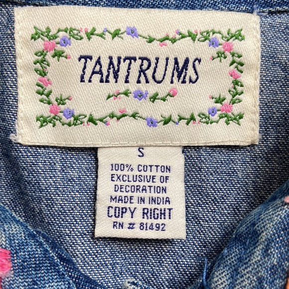 Tantrums Embroidered Floral Denim Jacket Vintage Size S - Picture 3 of 11